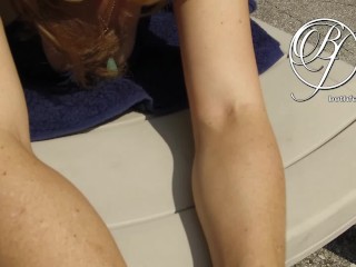 'Spying my sumptuous cougar neighbor by the pool, hidden cam fetish'