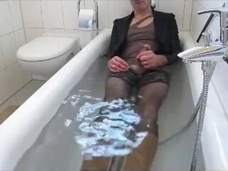 Aged boy faps Off In The bathtub