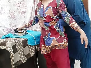 Desi Pakistani Beautifull Maid pulverized On metal Table