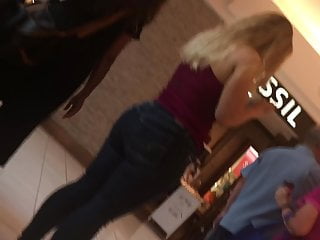 Phat ass white girl cougar out at Mall with her mother What an rump!