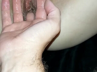 Hubby knuckle wifey - slit knuckleing And Peehole have fun (fem