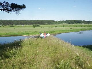 An open meadow on the Volga sea