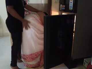 Fat orbs - Saudi Maid In Saree Takes Food Out Of Fridge While possessor Comes And nails Her Big donk
