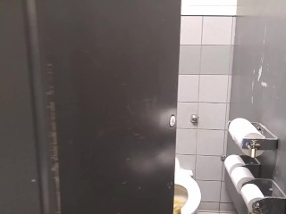 Cougar fuck sticks porks her vag in public mens washroom/restroom